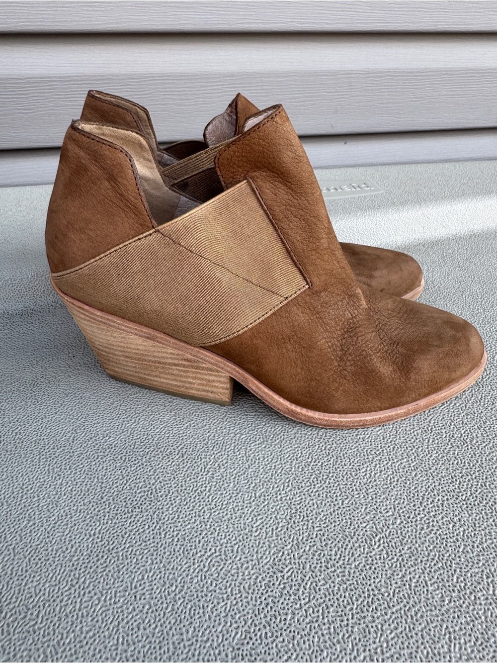Eileen Fisher Vero Cuoio Even Bootie Sienna Ankle Leather Wedge Boots Size 6 M